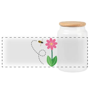 The Flower and the Bee - Panoramic Cookie Jar with Wooden Lid - white - Front