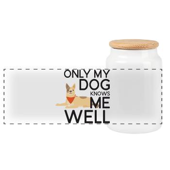 Only My Dog Knows Me Well - Panoramic Cookie Jar with Wooden Lid - white - Front