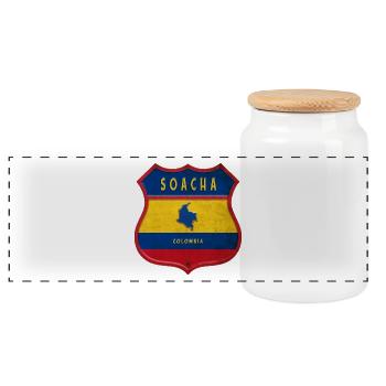 Soacha Kolumbien Wappen Design - Panorama Keksdose mit Holzdeckel - Weiß - Vorne