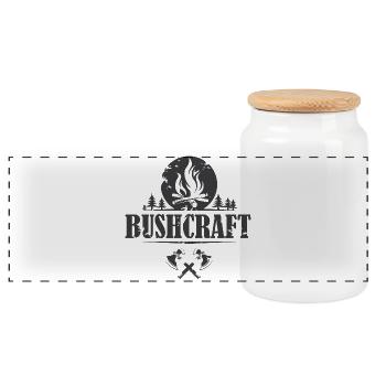 Bushcraft utilisé Look Survival Outdoor Logo Symbol - Boîte à biscuits avec couvercle en bois - blanc - Devant