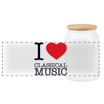 I LOVE CLASSICAL MUSIC Klassische Musik - Panoramic Cookie Jar with Wooden Lid - white - Front