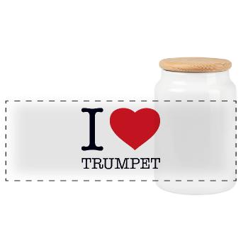 J’AIME TROMPETTE Trompete - Boîte à biscuits avec couvercle en bois - blanc - Devant