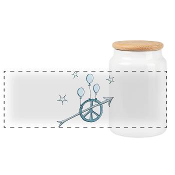 Peace Pfeil Frieden in blau - Panorama Keksdose mit Holzdeckel - Weiß - Vorne