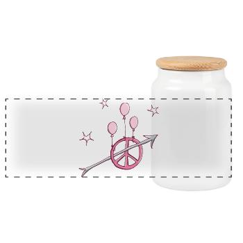 Peace Pfeil Frieden in pink - Panorama Keksdose mit Holzdeckel - Weiß - Vorne