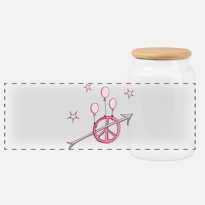 Flèche de la Paix Paix en rose - Boîte à biscuits avec couvercle en bois - blanc