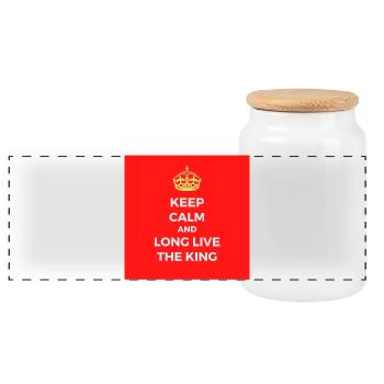 Keep calm and long live the king - Panoramic Cookie Jar with Wooden Lid - white - Front