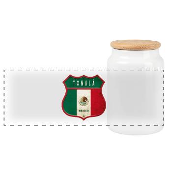 Motif de l'écusson Tonalá Mexico - Boîte à biscuits avec couvercle en bois - blanc - Devant
