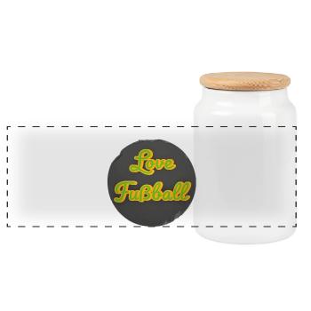 Love of retro-style football - Panoramic Cookie Jar with Wooden Lid - white - Front