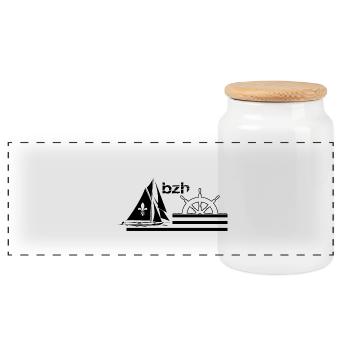 BZH - Panoramic Cookie Jar with Wooden Lid - white - Front
