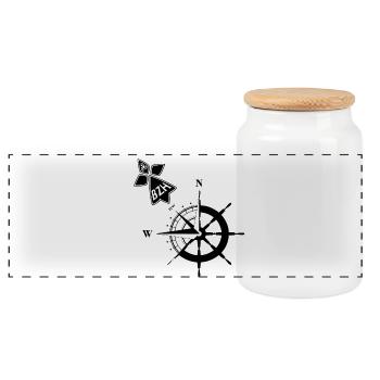 BZH - Panoramic Cookie Jar with Wooden Lid - white - Front