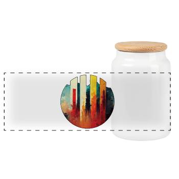 Metropolis - Panoramic Cookie Jar with Wooden Lid - white - Front