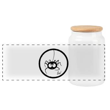 Cute spider - Panoramic Cookie Jar with Wooden Lid - white - Front