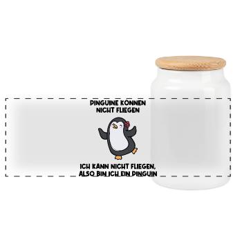 Pinguin Humorvoll Statement Antarktis Süß Vogel - Panorama Keksdose mit Holzdeckel - Weiß - Vorne