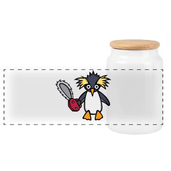 Antarctica Cool Penguin Bird Animal - Panoramic Cookie Jar with Wooden Lid - white - Front