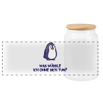Tier Humorvoll Pinguin Statement Arktis Vogel - Panorama Keksdose mit Holzdeckel - Weiß - Vorne