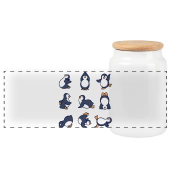 Vögel Piguin Südpol Tanzen Tier Seevogel - Panorama Keksdose mit Holzdeckel - Weiß - Vorne