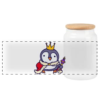 Zoo Cool Sweet Penguin Animal Bird Arctic Seabird - Panoramic Cookie Jar with Wooden Lid - white - Front
