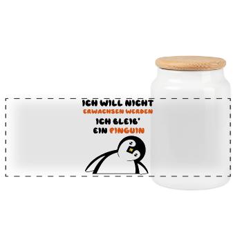 Vogel Statement Süß Pinguin Tier Zoo - Panorama Keksdose mit Holzdeckel - Weiß - Vorne