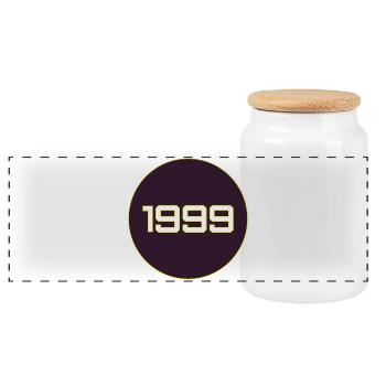 1999 Rétro - Boîte à biscuits avec couvercle en bois - blanc - Devant