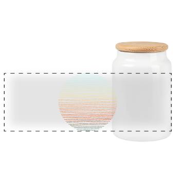 adventure Illustration rund - Panorama Keksdose mit Holzdeckel - Weiß - Vorne