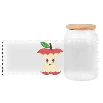 Kawaii Apple Trognon - Panoramic Cookie Jar with Wooden Lid - white - Front