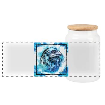 Le Corbeau Bleu, Cadeaux Animal - Boîte à biscuits avec couvercle en bois - blanc - Devant