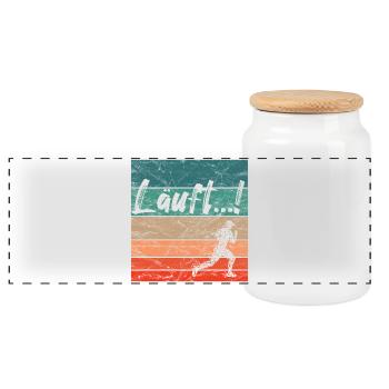 Läuft Jogging Spruch Optimist retro vintage - Panorama Keksdose mit Holzdeckel - Weiß - Vorne