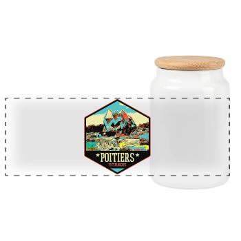 Poitiers France Futuroscope theme park - Panoramic Cookie Jar with Wooden Lid - white - Front