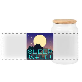 SLEEP WELL - CAT MOUNTAINS - HIKING - Panoramic Cookie Jar with Wooden Lid - white - Front
