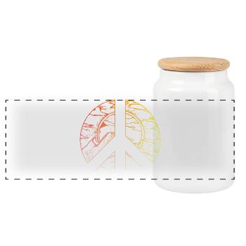 Peace Sign Peace Design - Panoramic Cookie Jar with Wooden Lid - white - Front