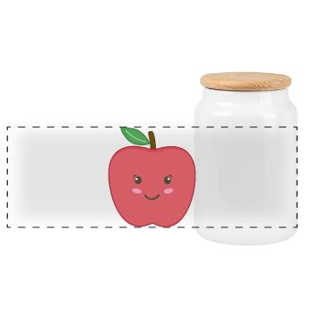 Apfel Kawaii - Panorama Keksdose mit Holzdeckel - Weiß - Vorne