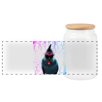Cyber Cockatiel Neon Bloom - Boîte à biscuits avec couvercle en bois - blanc - Devant