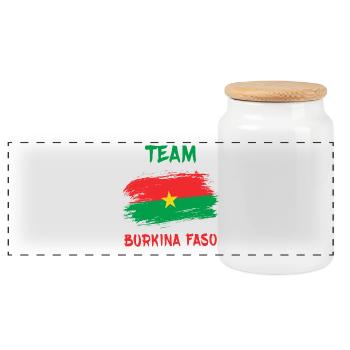 Team Burkina Faso flag design - Panoramic Cookie Jar with Wooden Lid - white - Front
