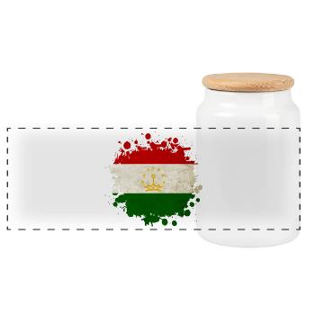 Tajikistan blob flag design - Panoramic Cookie Jar with Wooden Lid - white - Front