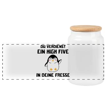 Seevogel Zoo Pinguin Humorvoll Statement Tier - Panorama Keksdose mit Holzdeckel - Weiß - Vorne