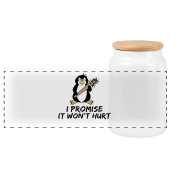 Seabird Zoo Animal Bird Penguin Statement - Panoramic Cookie Jar with Wooden Lid - white - Front