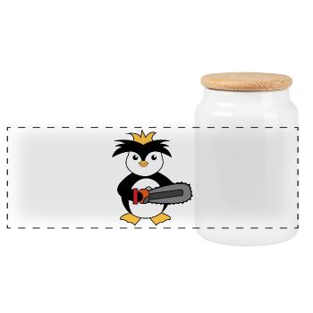 Zoo Penguin Seabird Animal Bird Arctic - Panoramic Cookie Jar with Wooden Lid - white - Front