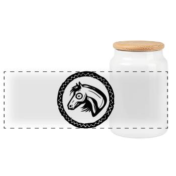 Portrait de cheval - Boîte à biscuits avec couvercle en bois - blanc - Devant