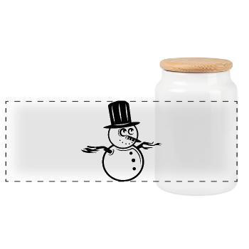 Schneemann Winter Symbol Logo icon Grafik Schnee - Panorama Keksdose mit Holzdeckel - Weiß - Vorne