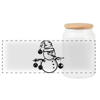 Santa Claus Symbol Grafik Illustration Weihnachten - Panorama Keksdose mit Holzdeckel - Weiß - Vorne
