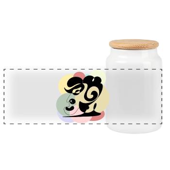 Homme au dessin au trait - Boîte à biscuits avec couvercle en bois - blanc - Devant