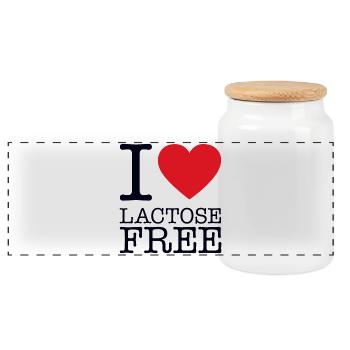 I LOVE LACTOSE FREE - Panorama Keksdose mit Holzdeckel - Weiß - Vorne