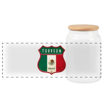 Design des armoiries de Torreón Mexico - Boîte à biscuits avec couvercle en bois - blanc - Devant