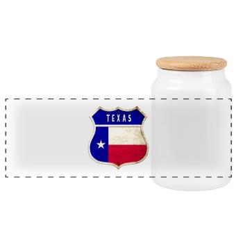 Texas coat of arms flag design - Panoramic Cookie Jar with Wooden Lid - white - Front