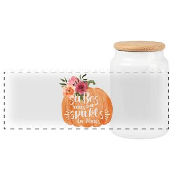 Halloween sweets out otherwise it haunts... - Panoramic Cookie Jar with Wooden Lid - white - Front