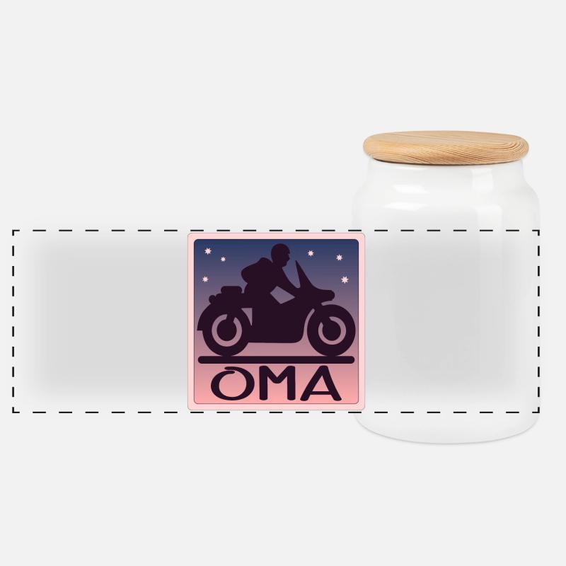MOTORRAD OMA - GROßMAMA - Panorama Keksdose mit Holzdeckel - Weiß