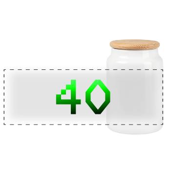 geburtstagsgeschenk, 40 Pixelgrafik - Panorama Keksdose mit Holzdeckel - Weiß - Vorne