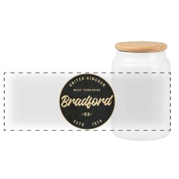 Bradford Vintage Circular Badge - Panorama Keksdose mit Holzdeckel - Weiß - Vorne