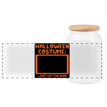 Funny Halloween Costume - Quotes - Panoramic Cookie Jar with Wooden Lid - white - Front