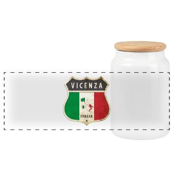 Vicenza Italy Coat of Arms Flags Design - Panoramic Cookie Jar with Wooden Lid - white - Front